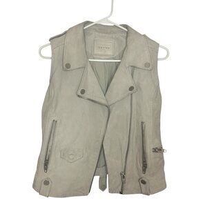 Blank NYC Suede Leather Moto Vest Cream Tan Asymmetrical Zip Size Small
